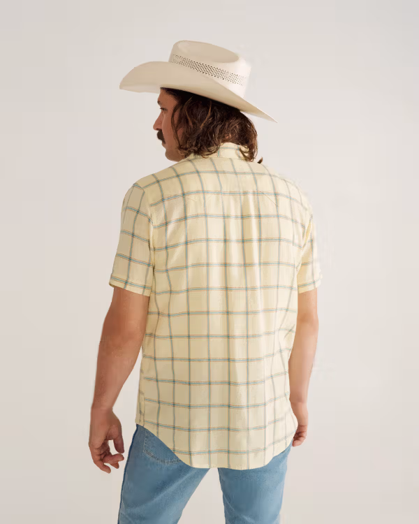 Men's Sawtooth Linen Short Sleeve Pearl Snap