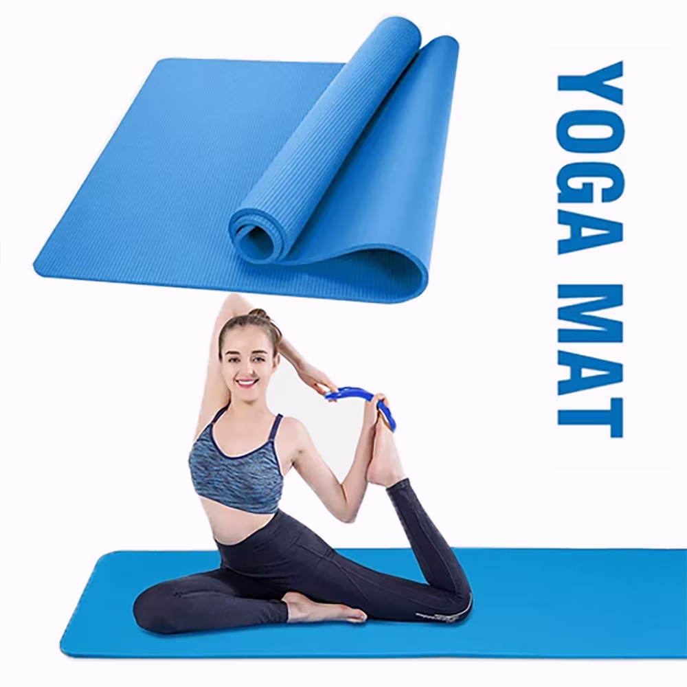 Extra Thick Non-Slip Yoga Mat for Women - 8mm TPE Exercise Mat for Pilates, Gymnastics, Home Workouts - Eco-Friendly & Lightweight. (Blue)