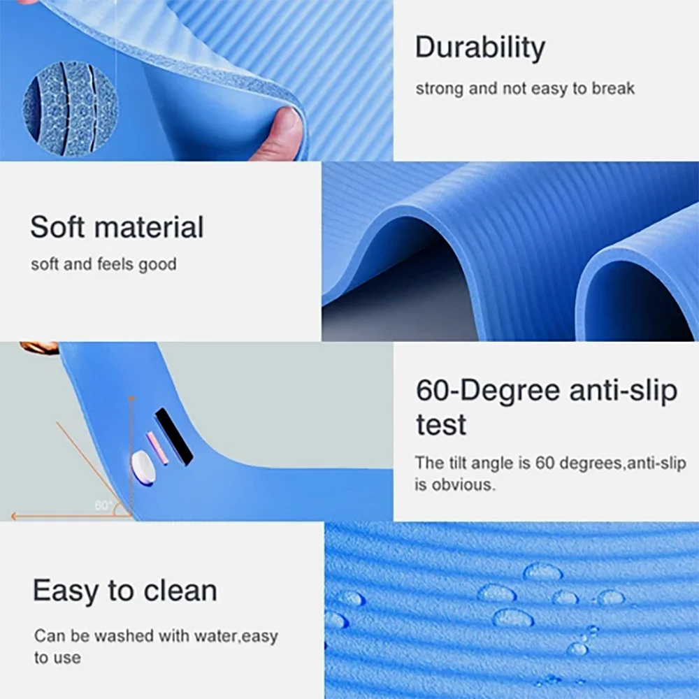 Extra Thick Non-Slip Yoga Mat for Women - 8mm TPE Exercise Mat for Pilates, Gymnastics, Home Workouts - Eco-Friendly & Lightweight. (Blue)