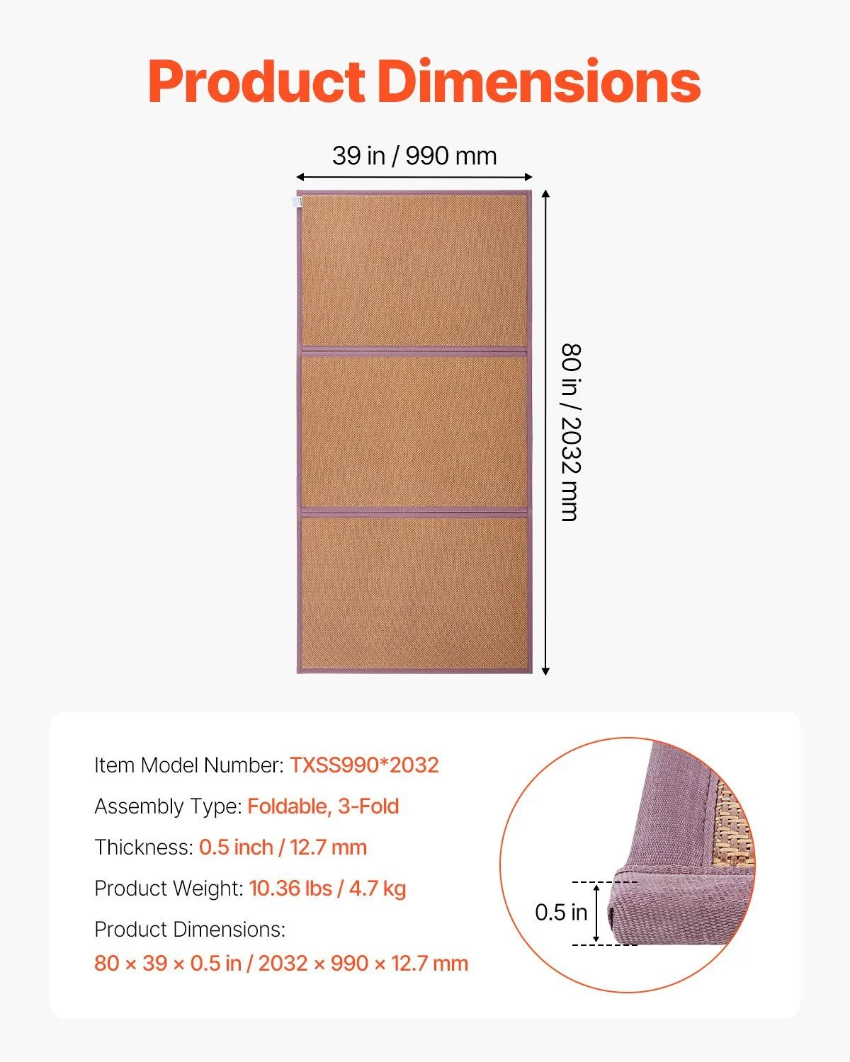 Japanese Tatami Mat, 55x80 inch Foldable Rattan Mat for Sleeping, Yoga & Meditation - Non-Slip Breathable Tatami Floor Mattress