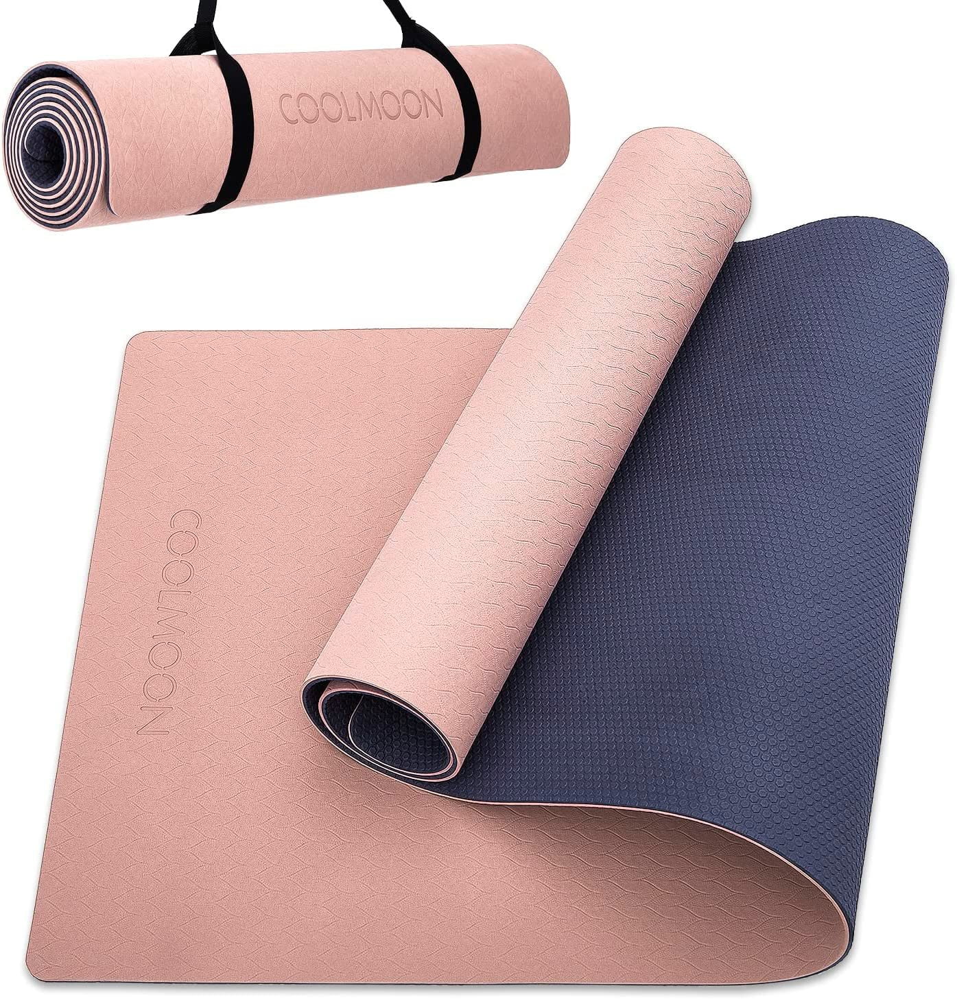 1/4 Inch Extra Thick Non Slip Yoga Mat TPE Double-Sided Fitness Mat for Yoga,Pilates,Workout,Light Pink