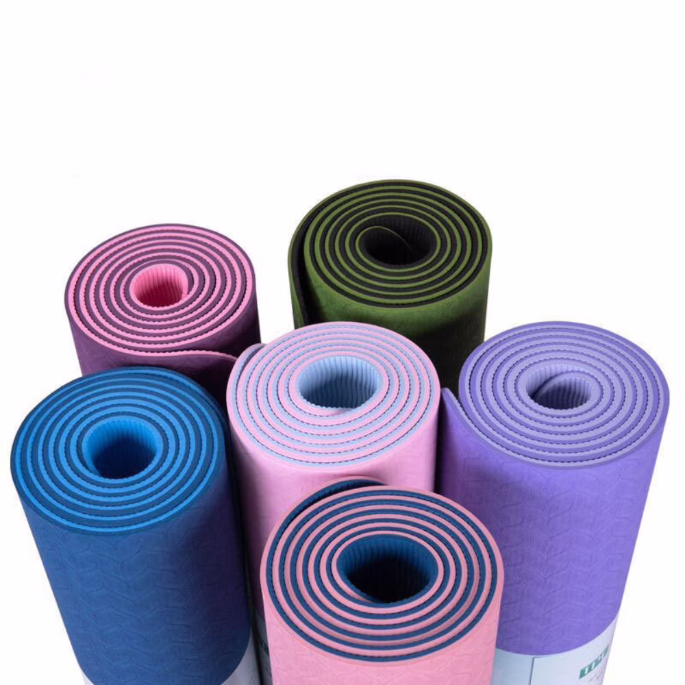 Two-Color TPE Yoga Mat (6-8mm) - Posture Line Fitness Mat (183cm S/M/L Sizes)
