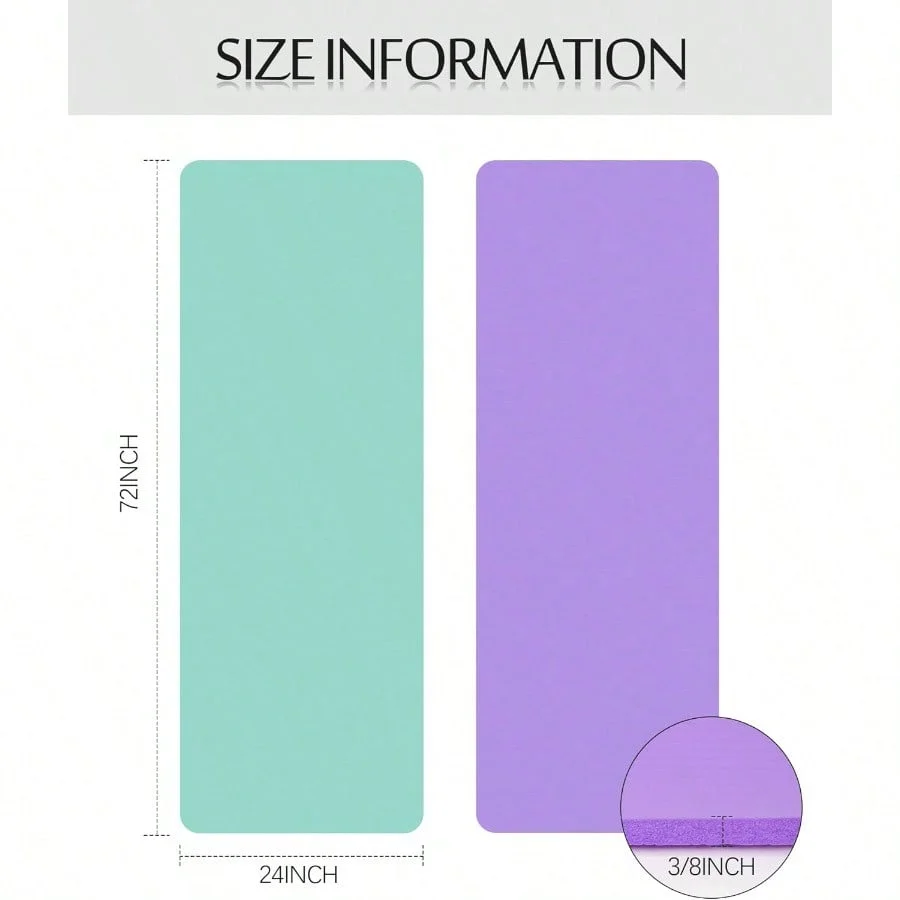 2 Pack Yoga Mats 72x24 3 8 Inch Thick Yoga Mat For Home Workout With Strap Non Slip For Women Men