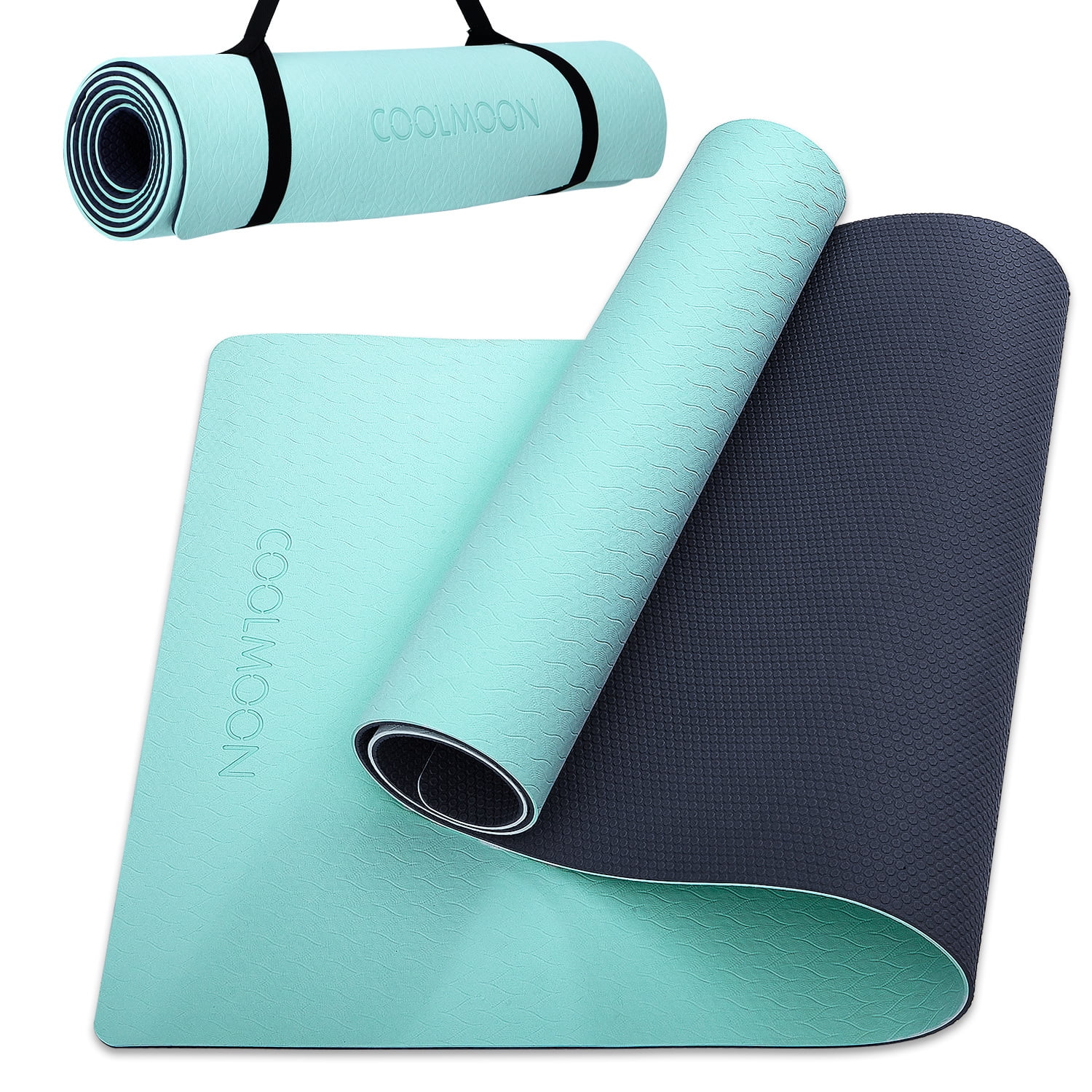 1/4 Inch Extra Thick Non Slip Yoga Mat TPE Double-Sided Fitness Mat for Yoga,Pilates,Workout,Cyan