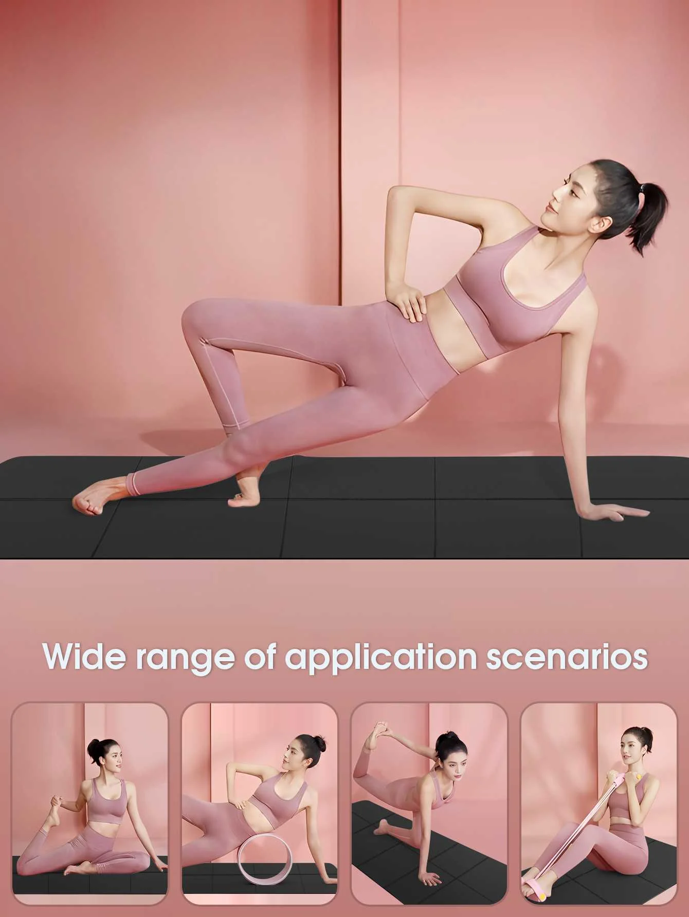 Yoga Mat Pilates Fitness Mat 4mm Thicknes Non Slip Yoga Cushion Travel Fitness Exercise Pad for Women Home Gym Floor Workout