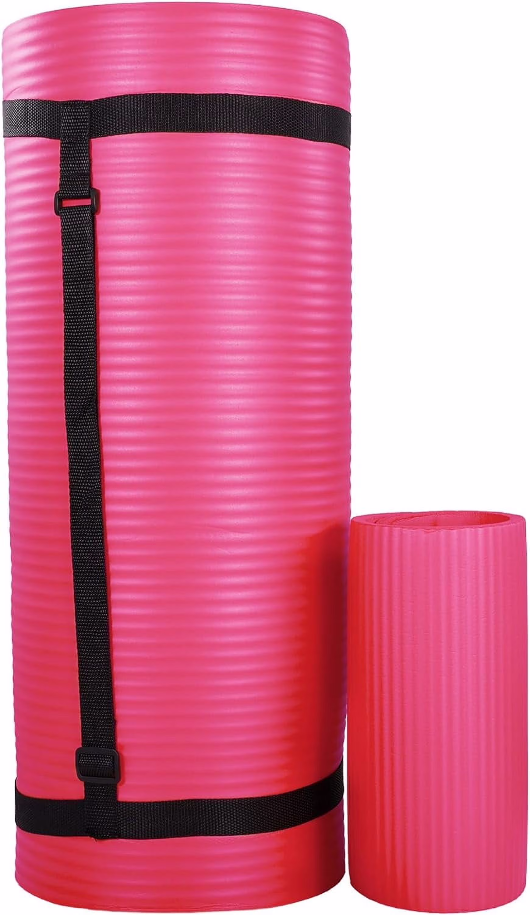 Exercise Yoga Mat for Home Workout, 1” Thick, Optional Blocks & Knee Pad