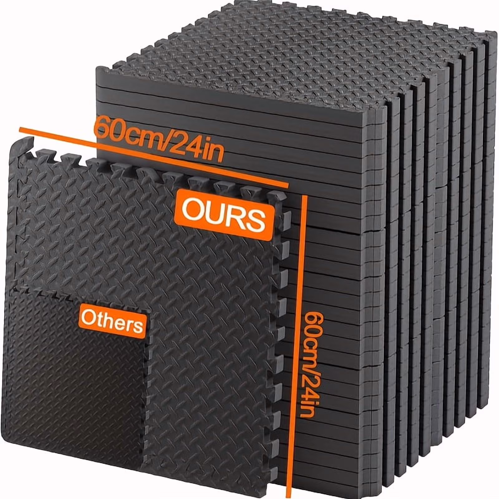 24pcs Extra Thick Exercise Floor Mats, EVA Spliced Foam Floor Tiles, 24x24 Inch, Home Fitness Yoga Mats, Garage Room Floor Mats for Home Fitness Yoga