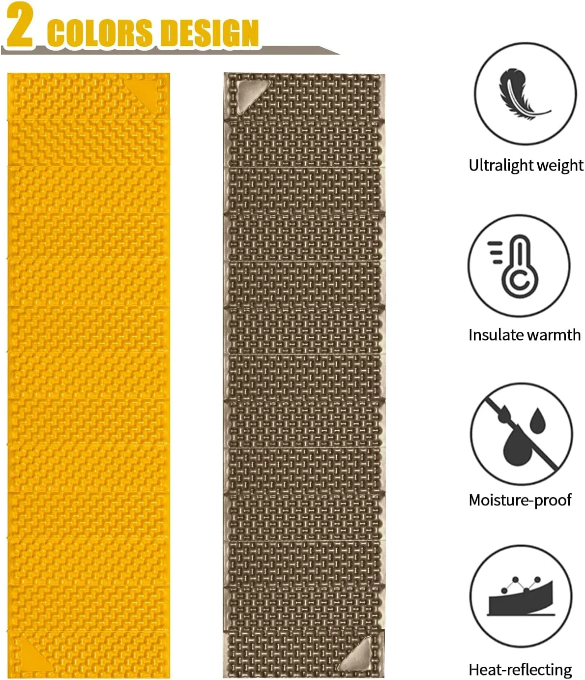 Foam Camping Pads for Hiking, Ultralight Closed Cell Mattress, Waterproof Soft Mat for Adults, Wide Picnic Yoga Mats, Folding Sleeping Pad for Outdoor Backpacking