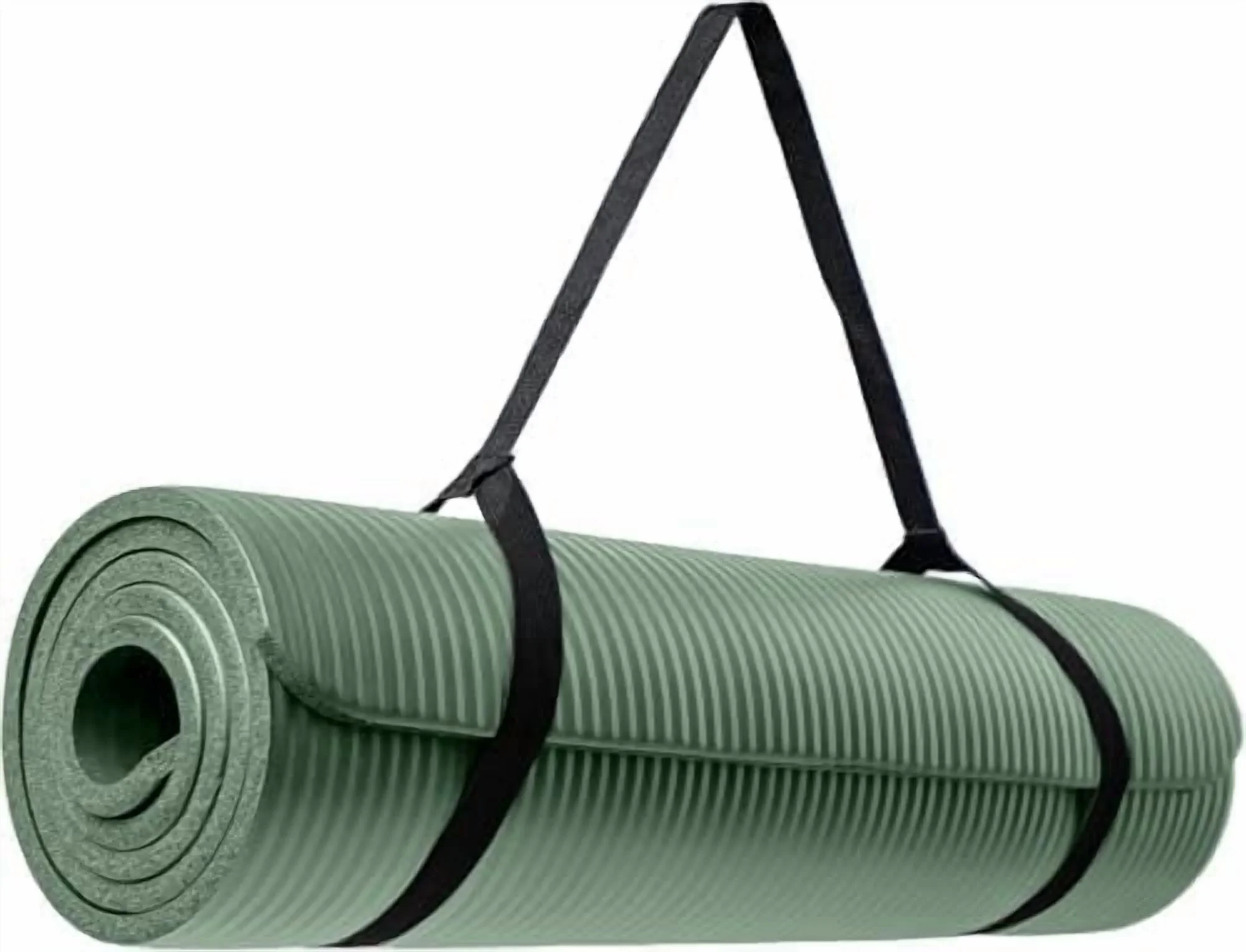 1/2 Inch Thick Exercise Yoga Mats with Carrying Strap, 72 by 24 Inches, Pack of 2, Bulk Fitness Mat for Yoga, Pilates, or Workout, Non-Slip Rubber Gym Mats