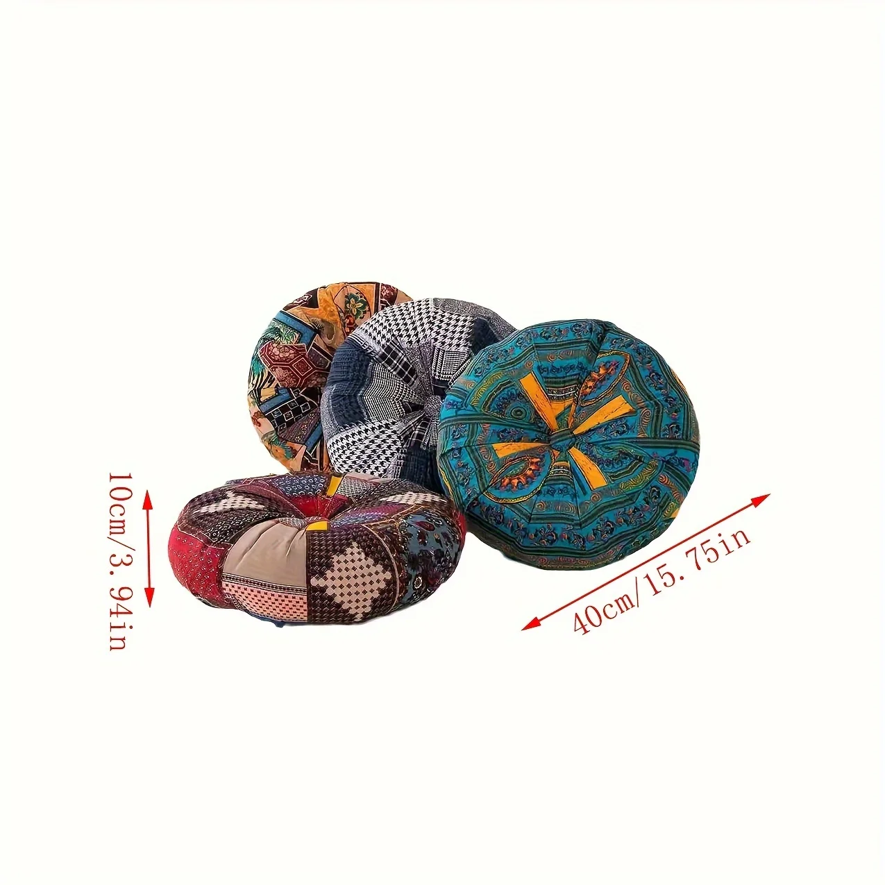 Bohemian Style Round Thick Cushion for Office, Ethnic Fabric Yoga Mat Floor Pillow Car Living Room Home Decor Seat Pad, Meditation Mat