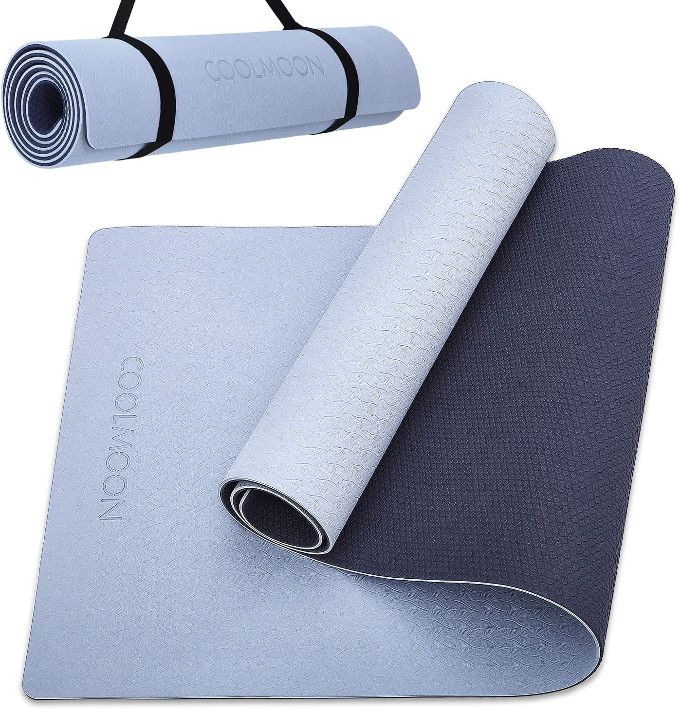 1/4 Inch Extra Thick Non Slip Yoga Mat TPE Double-Sided Fitness Mat for Yoga,Pilates,Workout,Grey
