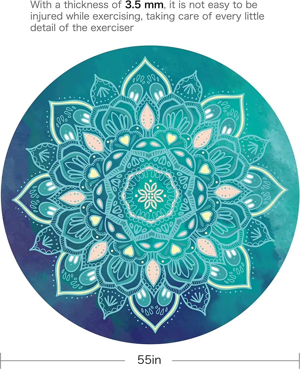 Pilates Mat Round Oversize Yoga Mat Suede Rubber Non-Slip Dia 140cm Exercise Mat Meditation Mat Workout Mat for Home Outdoor