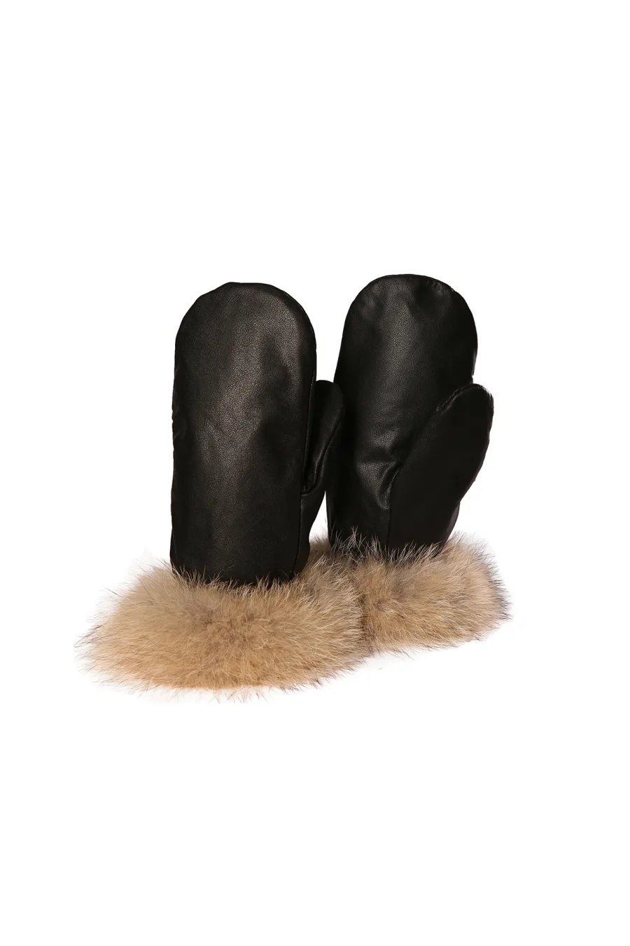 Mitaines en cuir avec bordure en Coyote naturel - De ville