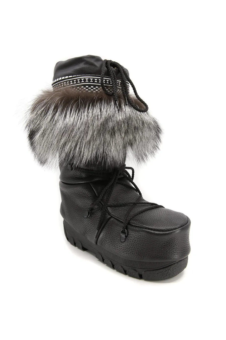 Bottes en cuir et Renard argenté - Mukluks