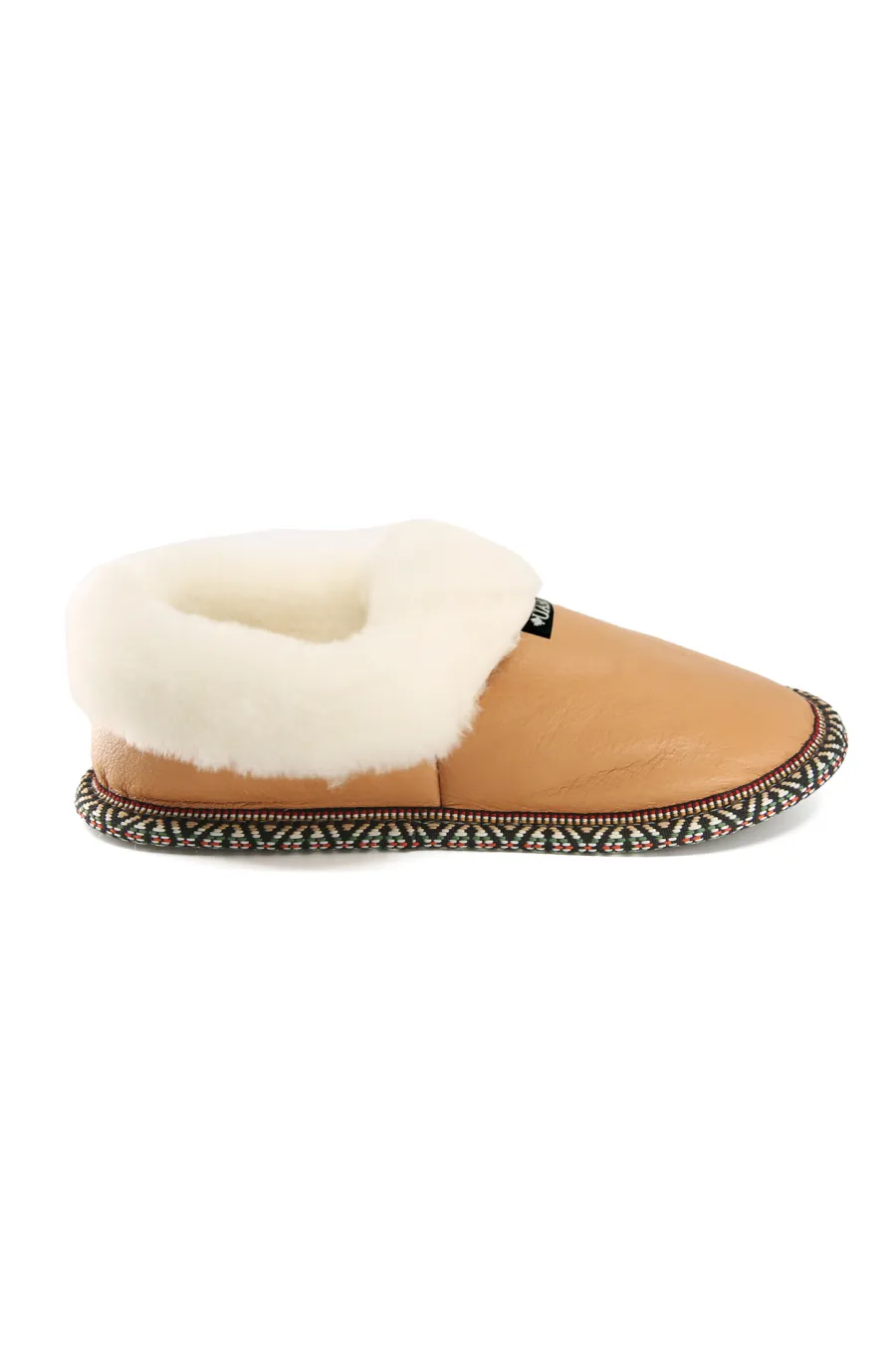 Pantoufles en cuir et mouton blanc