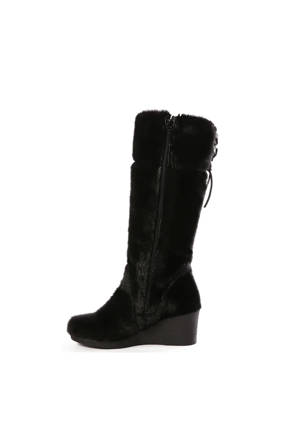 Bottes en fourrure de Loup Marin noir - Noueva