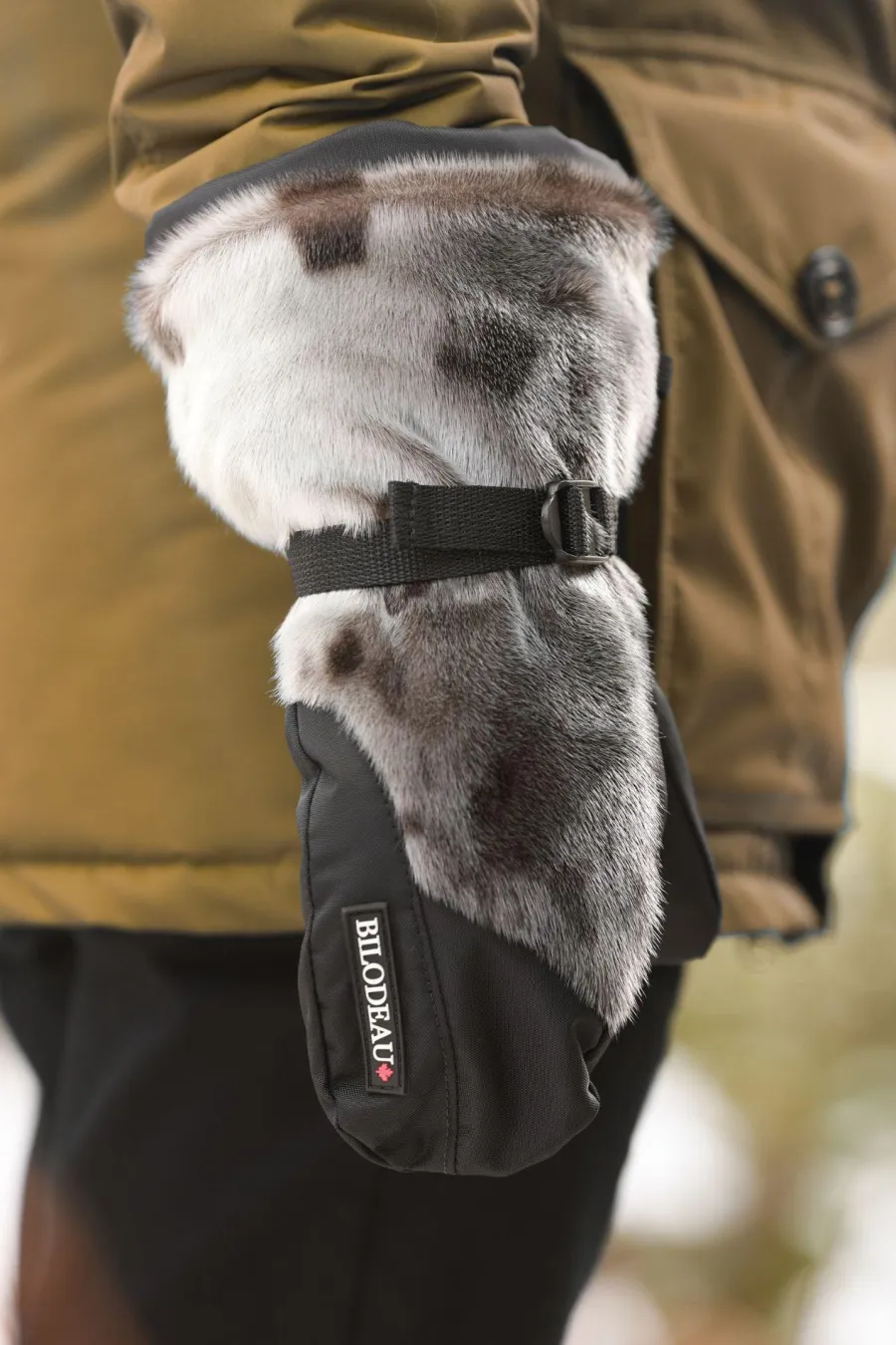 Mitaines en fourrure de Loup Marin naturel et nylon - Sportive longues