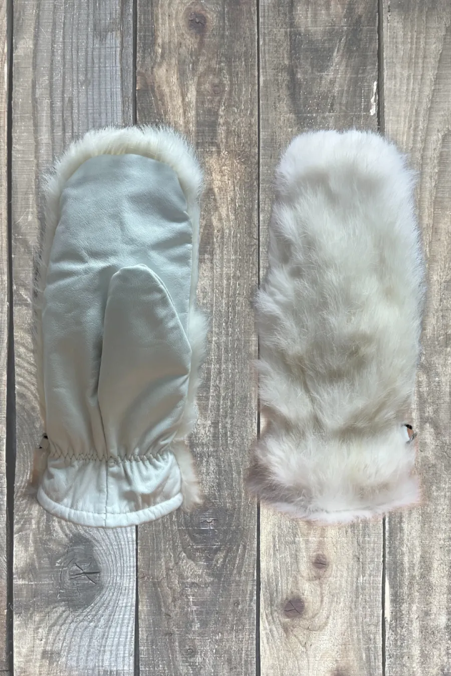 Mitaines de ville en fourrure de Lapin blanc