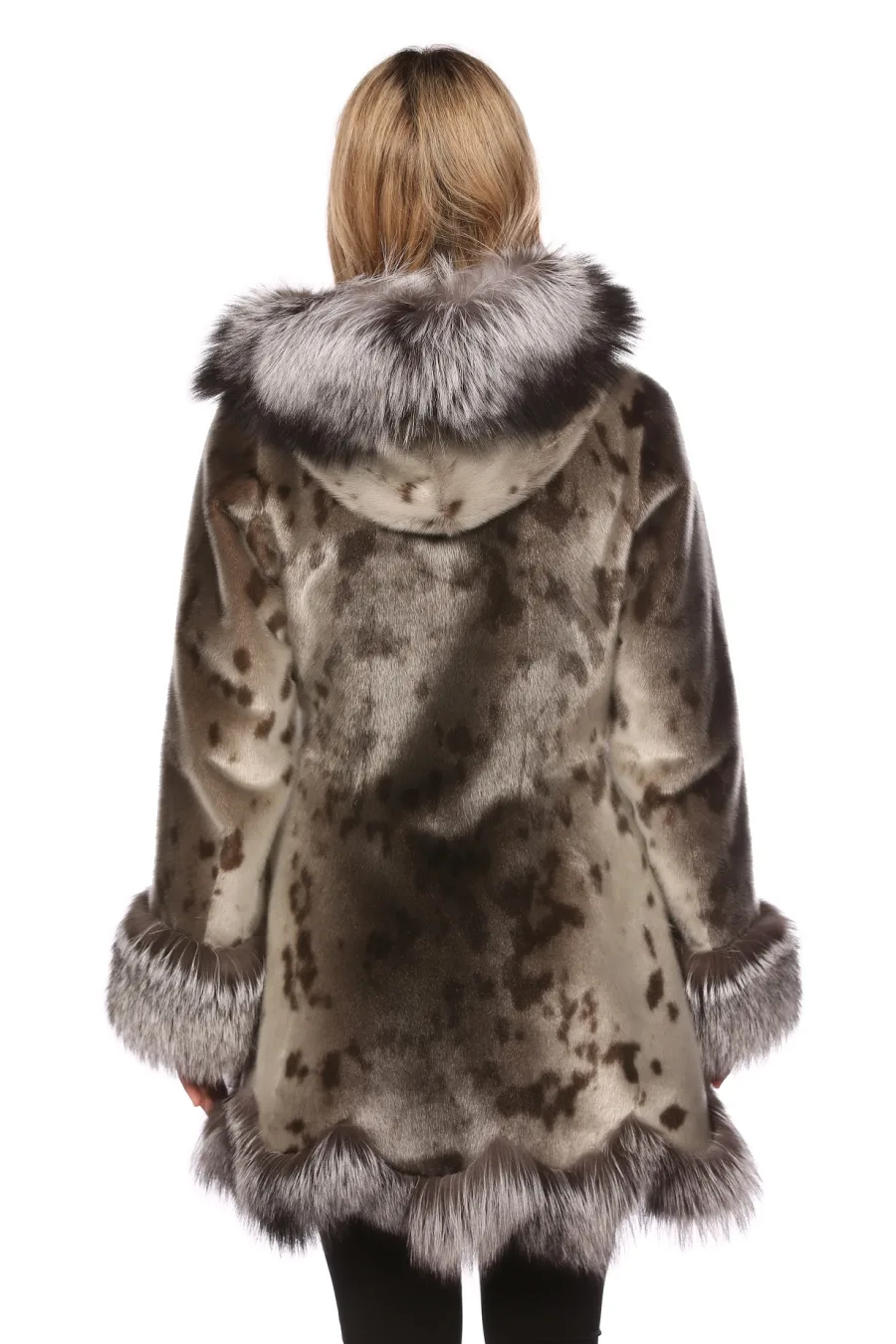 Manteau Megan - Vison noir & Renard Argenté