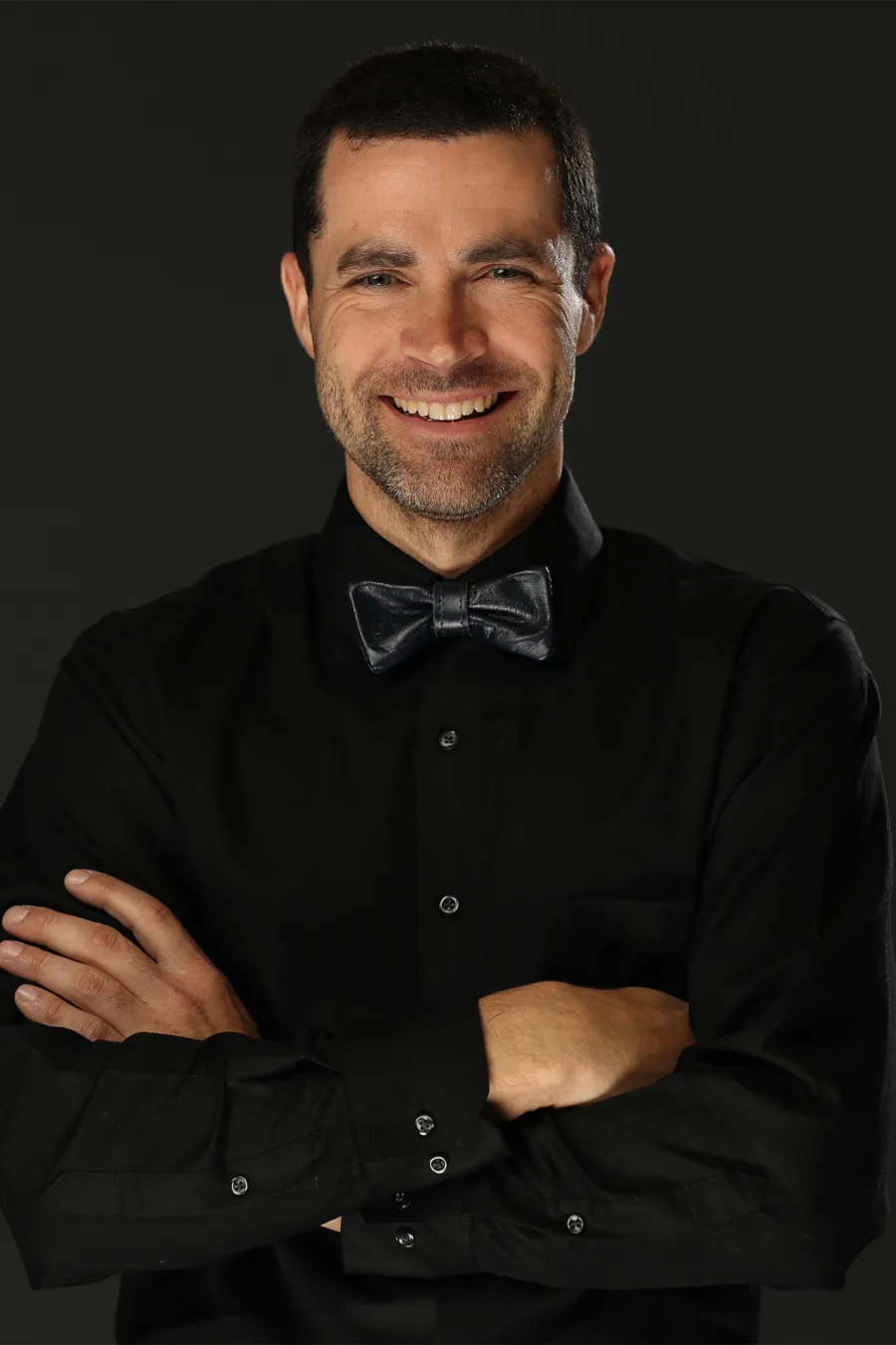 Noeud papillon cuir noir