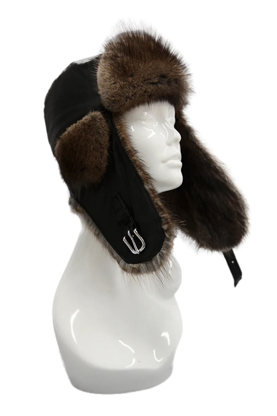 Chapeau en fourrure de Rat Musqué naturel - Aviateur