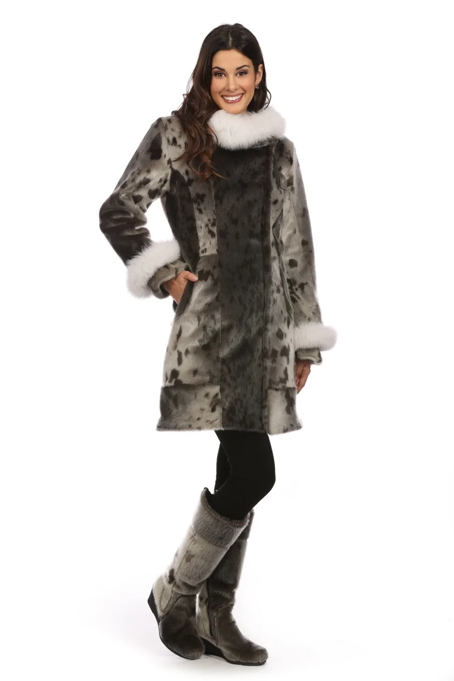 Manteau Delphine - Loup Marin naturel & Renard Blanc