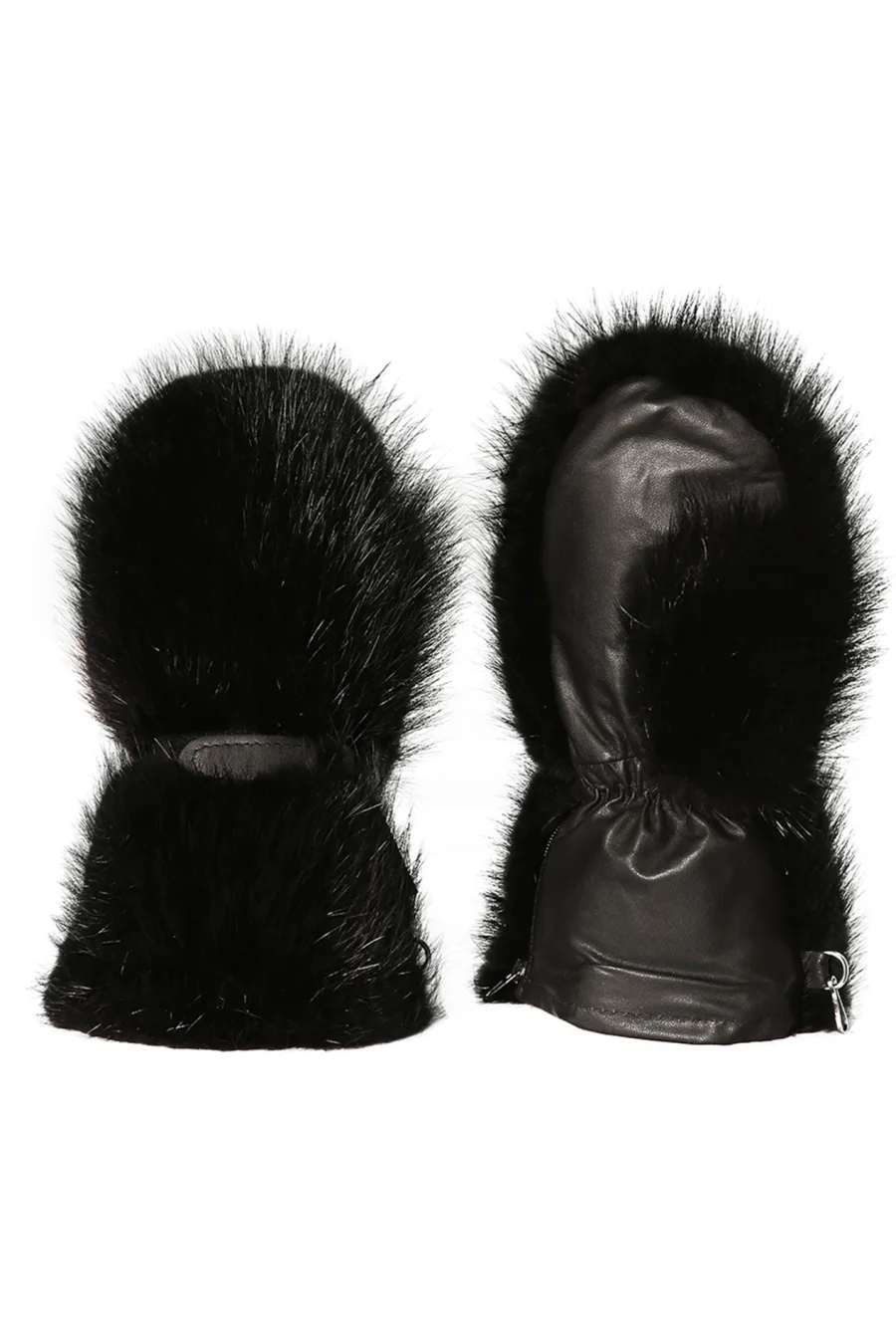 Mitaines en fourrure de Castor noir pour enfant - Longues