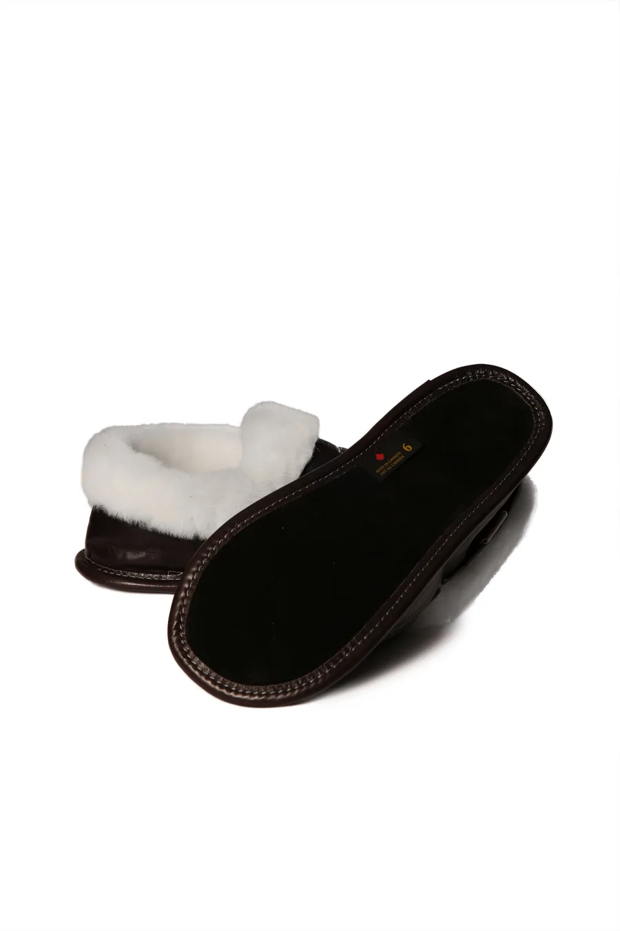 Pantoufles en cuir et Mouton blanc