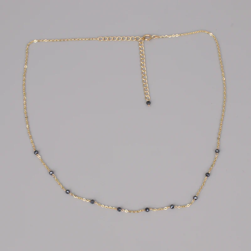 Black Spinel Chain Choker- 14K Gold