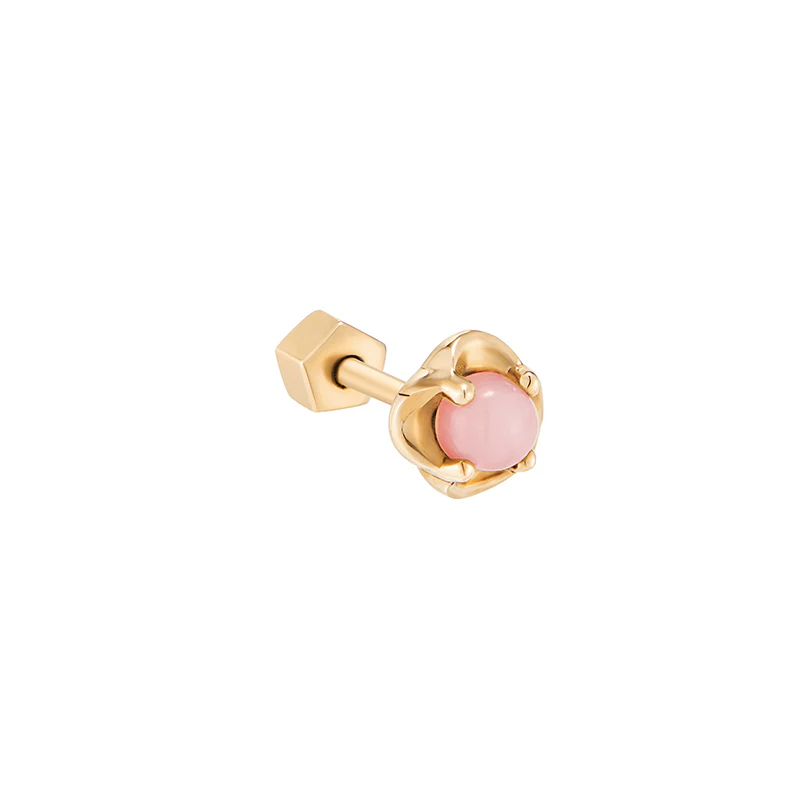 Flower Frame Gemstone Cartilage Earring- 14K Gold