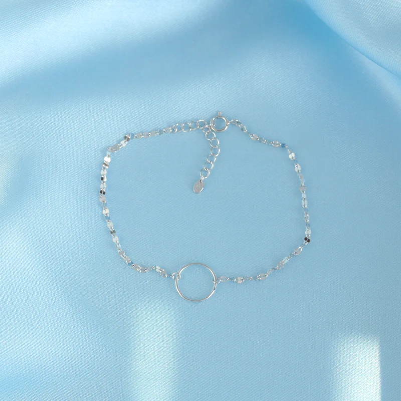 Circle Highlight Chain Bracelet- Sterling Silver