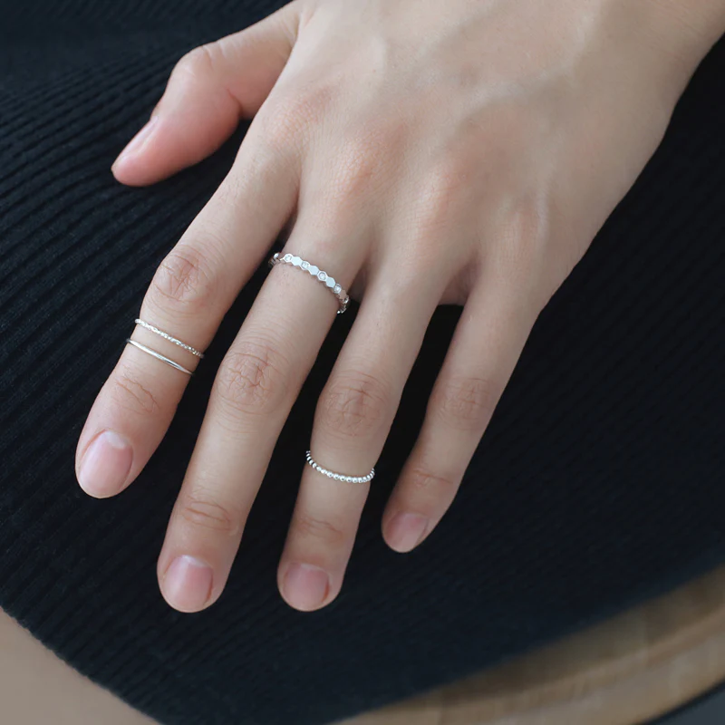Thin Dots Ring- Sterling Silver