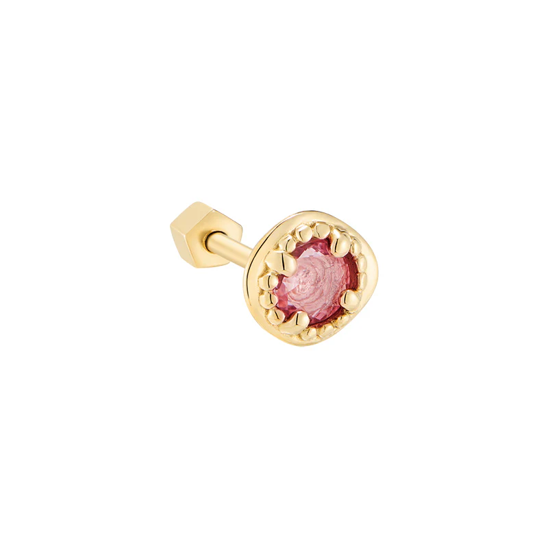 Polygon Gemstone Cartilage Earring- 14K Gold