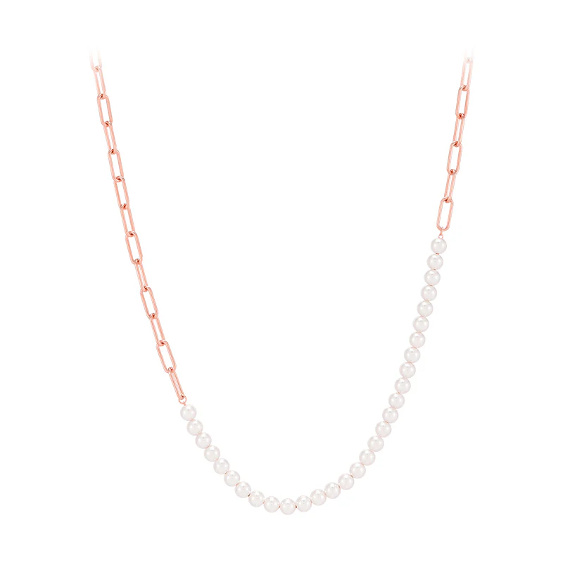 Pearl Box Chain Necklace- Sterling Silver