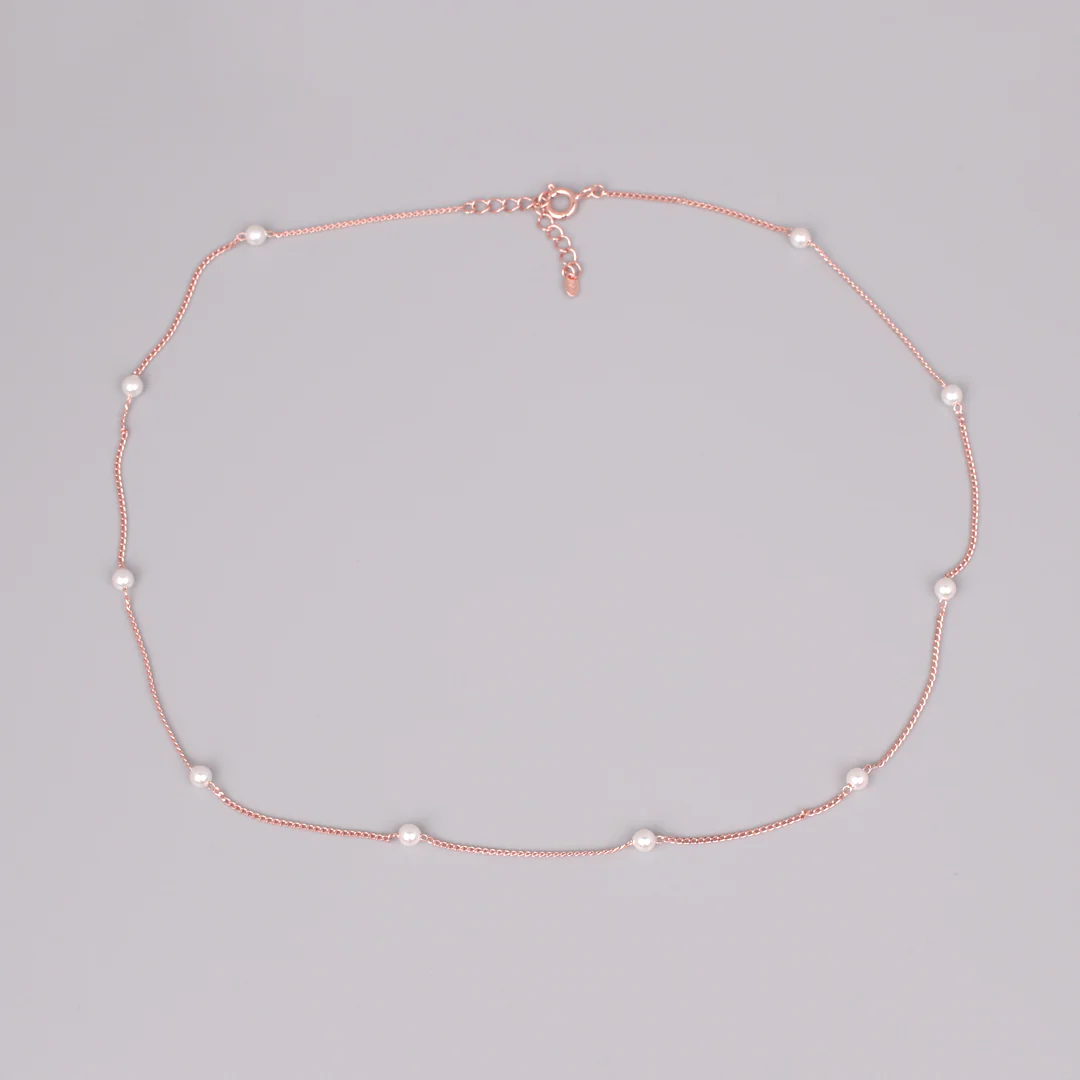 Pearl Chain Choker- Sterling Silver