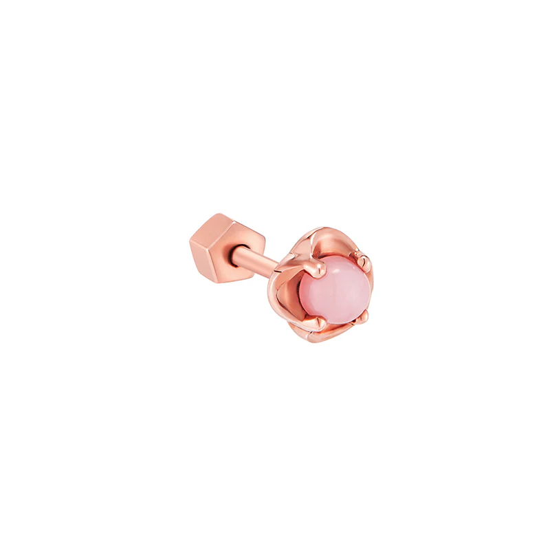 Flower Frame Gemstone Cartilage Earring- 14K Gold