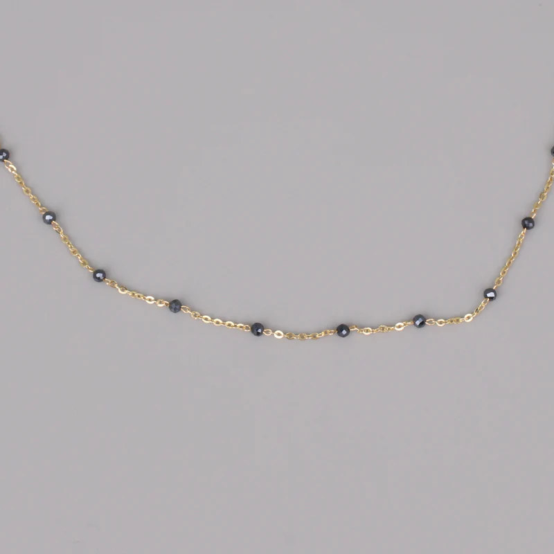 Black Spinel Chain Choker- 14K Gold