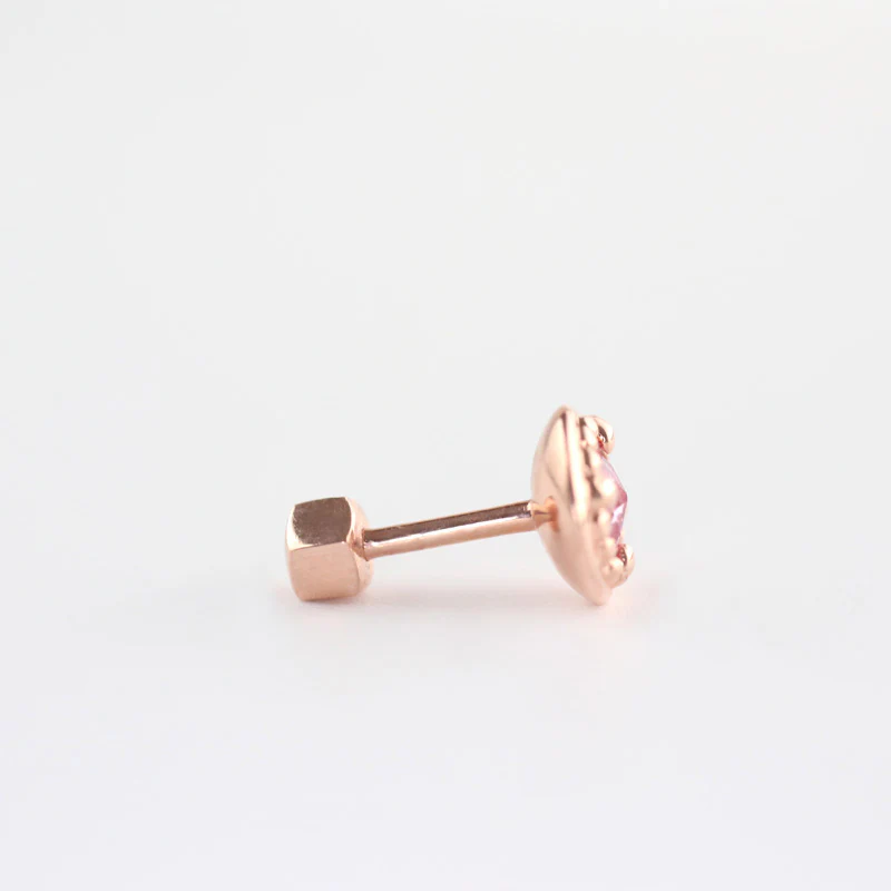 Polygon Gemstone Cartilage Earring- 14K Gold