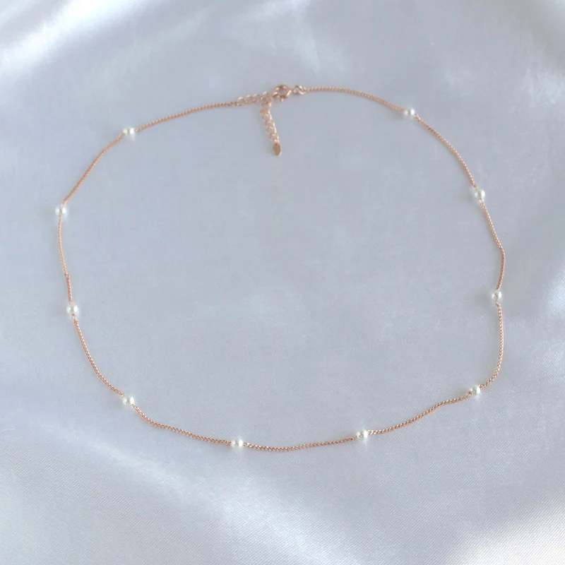 Pearl Chain Choker- Sterling Silver