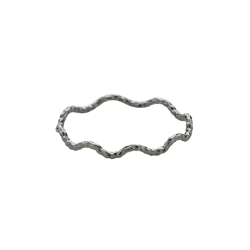 Wave Slim Faceted Ring- Sterling Silver