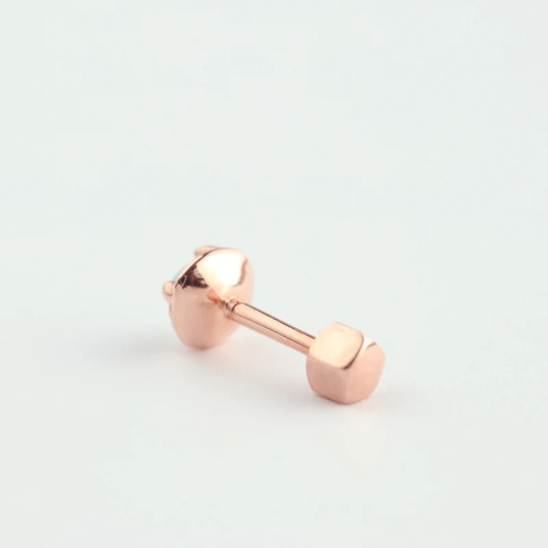 Ellipse Gemstone Cartilage Earring- 14K Gold