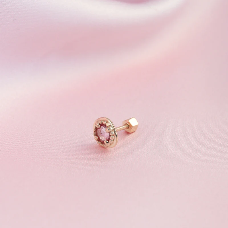 Polygon Gemstone Cartilage Earring- 14K Gold