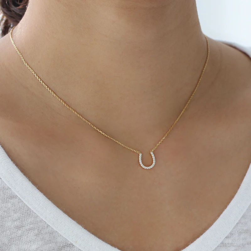 Horseshoe Pendant Necklace- Sterling Silver