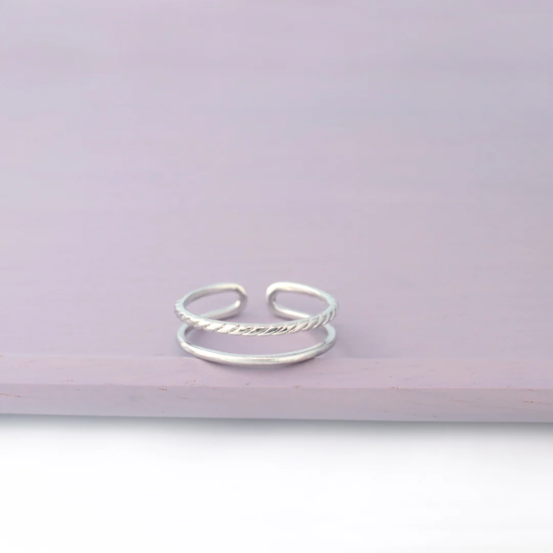 Cord Double Line Ring- Sterling Silver