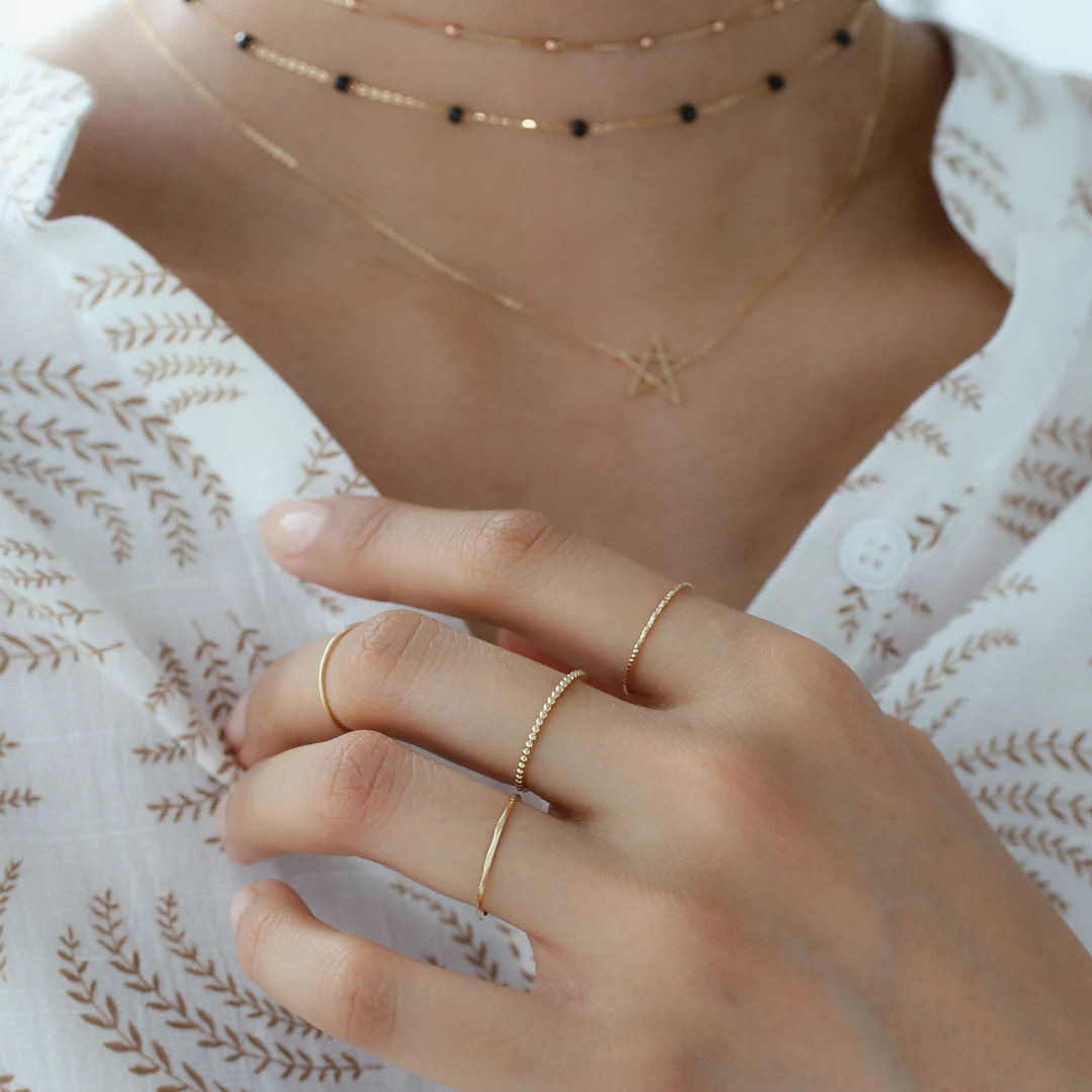 Skinny Faceted Ring- 14K Gold