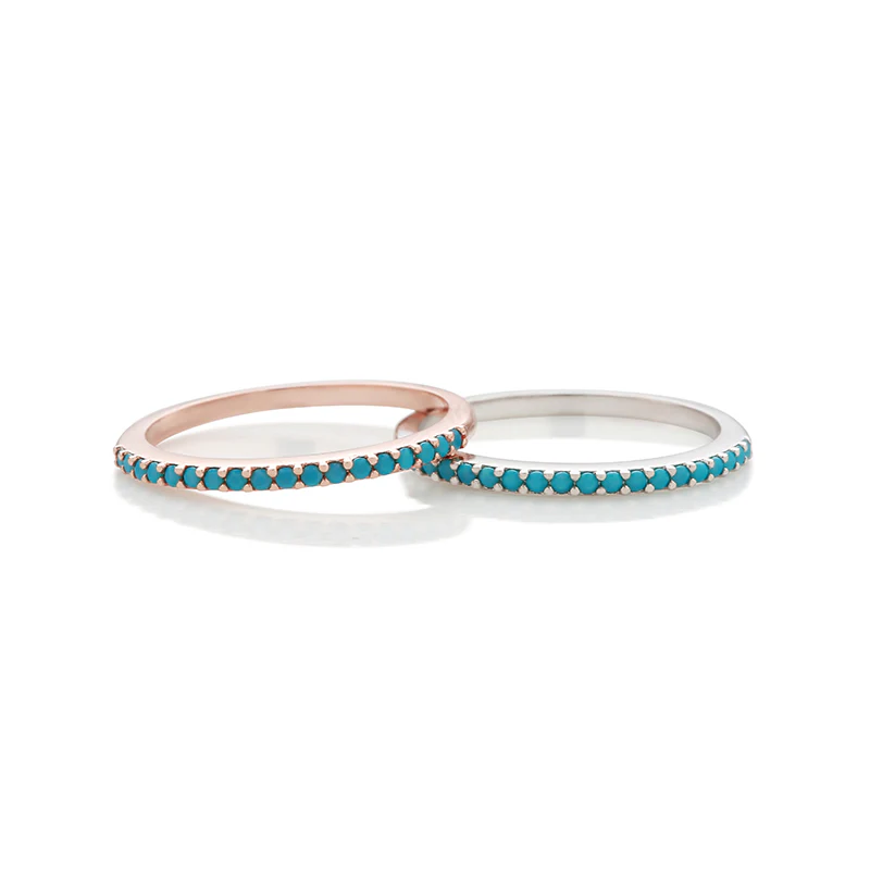 Turquoise Slim Band Ring- Sterling Silver
