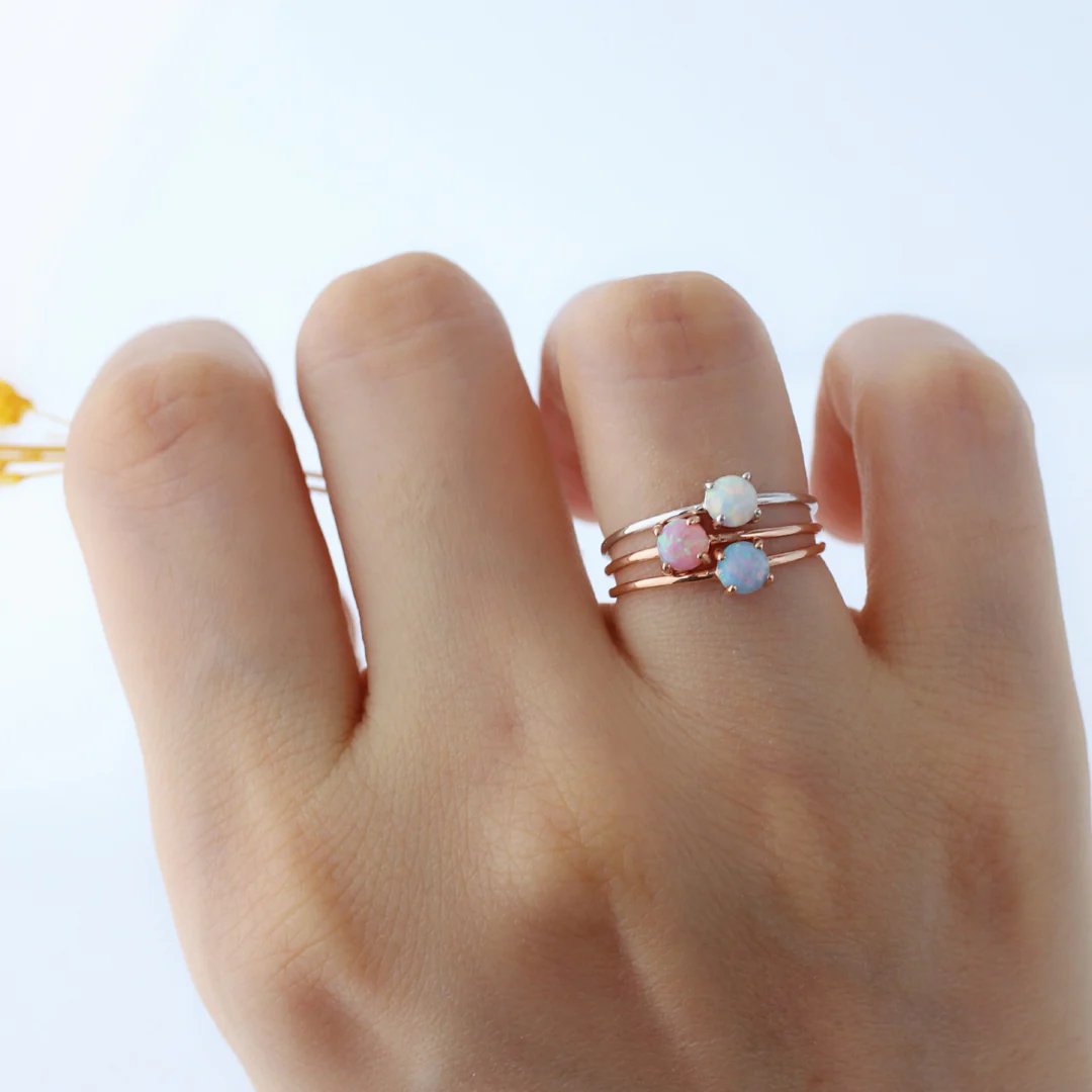 Opal Slim Ring- Sterling Silver