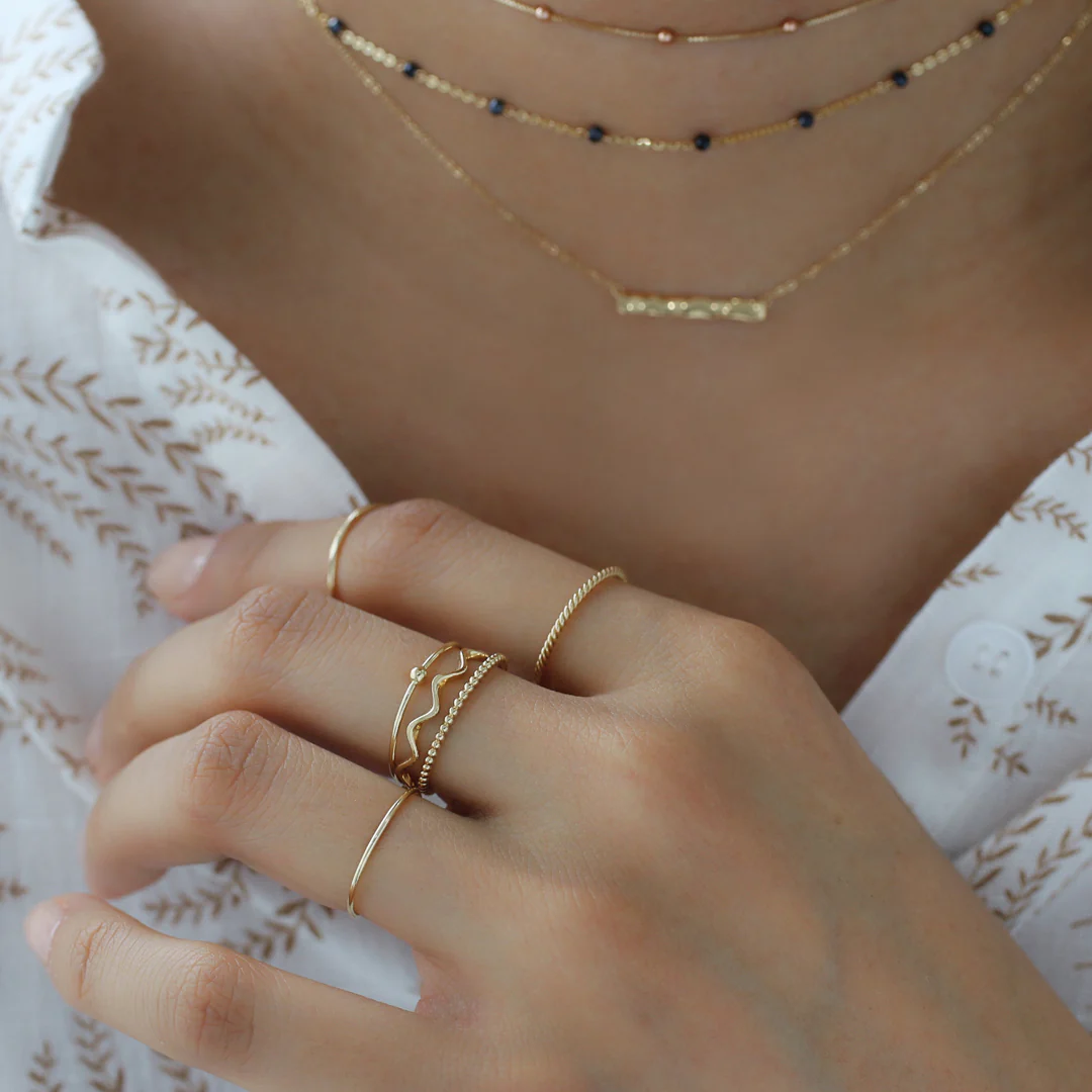 Slim Dotted Ring- 14K Gold