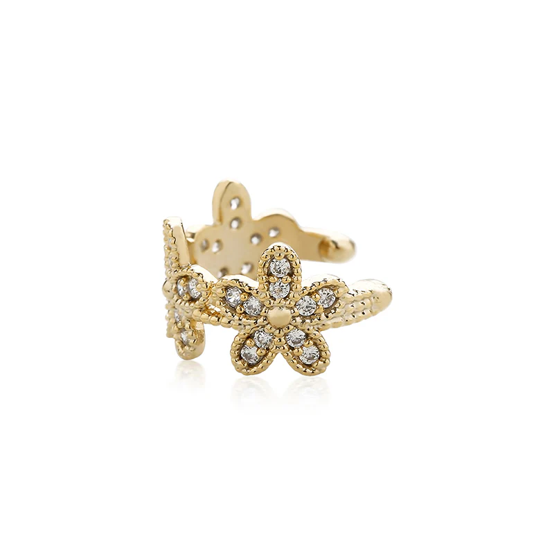 Triple Flower Ear Cuff