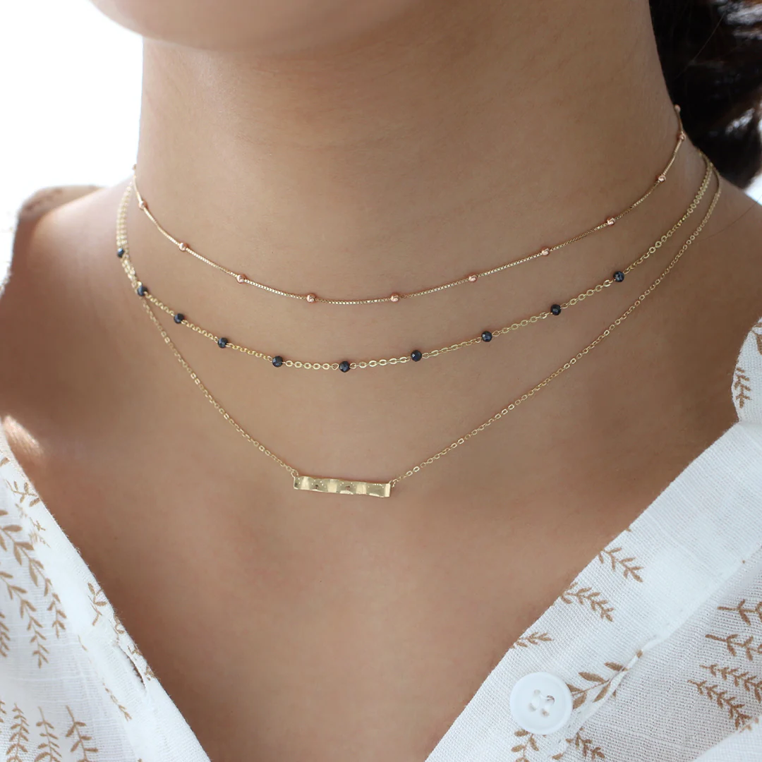 Black Spinel Chain Choker- 14K Gold